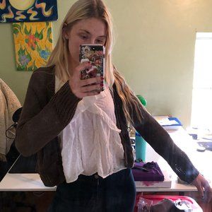 Free People Brown Cropped Cardigan Shrug Size Lg